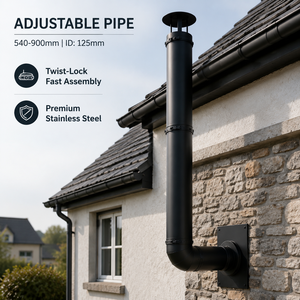 <span class=keywords><strong>Tuyau</strong></span> <span class=keywords><strong>de</strong></span> cheminée réglable en acier inoxydable à double paroi avec revêtement noir, 540-900 mm, pour poêle à granulés <span class=keywords><strong>de</strong></span> bois - Product Image 4