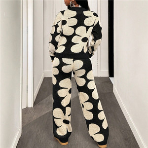 Set da <span class=keywords><strong>2</strong></span> pezzi casual autunno inverno con pullover a maniche lunghe con fiori da donna + pantaloni - Product Image 2