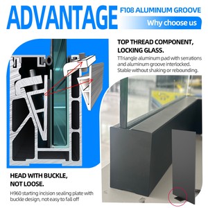 Profilo in Alluminio per Ringhiere Esterne, Profilo in Alluminio per Parapetti in Vetro Temperato per Balconi - Product Image 2