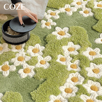 Dalles de tapis faites à la main Coze en peluche et soie de lait, motif floral circulaire de style français, pour salon et usage domestique
