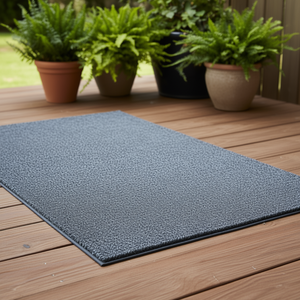 Tapis d'extérieur gris 1,8 m x 4 m en TPR antidérapant, imperméable, facile à nettoyer, pour terrasse, rectangulaire, couleur unie, tissage plat - Product Image 2