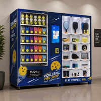 Distributeur automatique d'équipements de pickleball avec casiers intelligents pour la vente et la location de raquettes et pour les terrains extérieurs