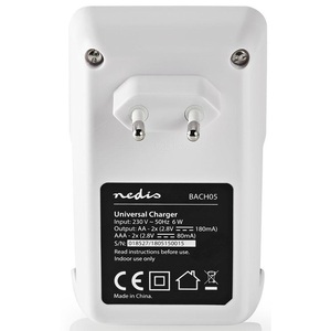 Cargador de baterías Nedis para baterías NiMh Aa Aaa, estación de carga de montaje en pared con 4 ranuras - Product Image 4
