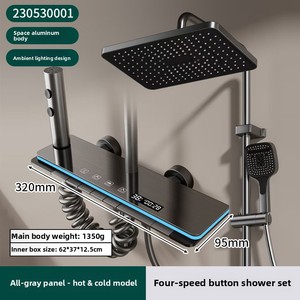 Set Doccia Termostatico con Display Digitale a Tasti Pianoforte, <span class=keywords><strong>Miscelatore</strong></span> a Pioggia <span class=keywords><strong>da</strong></span> Parete per Bagno - Product Image 6