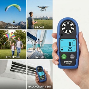 Moniteur numérique portable de vitesse du vent avec rétroéclairage LCD et mesure de la température de sensationnelle pour la navigation, les drones, le golf et les applications CVC - Product Image 3