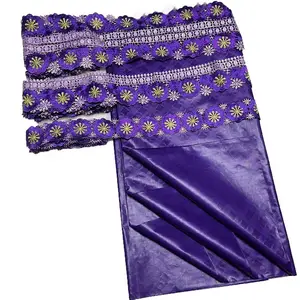 Beautifical Nigerian Bazin tela estilo de moda 5 yardas algodón jacquard tissu 15 yardas encaje para hombres ropa ML54NM48