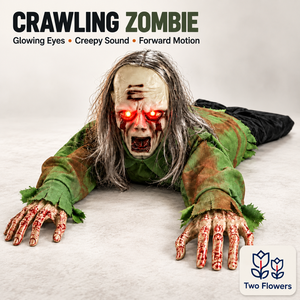 Zombie rampant animé en plastique de 106 cm avec deux fleurs, yeux lumineux activés par le son et la touche, pour décoration d'Halloween extérieure effrayante - Product Image 3