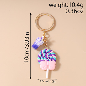 LLavero de Piruleta de arcoíris de resina, llavero de regalo publicitario promocional, colgante de helado, accesorios para llavero, novedad - Product Image 2