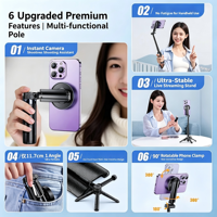 HXC 2026 Déclencheur magnétique pour appareil photo de téléphone portable, pour perche à selfie et support mini à quatre pieds pour utilisation au lit
