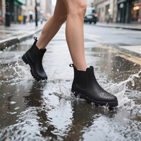 Bottes de pluie Chelsea YL-2617 noires imperméables en PVC antidérapantes pour femmes, vente en gros