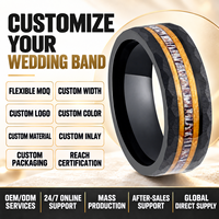 Bague de mariage en carbure de tungstène noir martelé de 8 mm pour homme, incrustation bois et bois de cerf, vente en gros, bijoux de mode personnalisés OEM/ODM