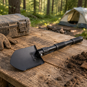 Pelle pliante tactique multifonction en acier au carbone pour la survie en plein air avec manche détachable - Product Image 3