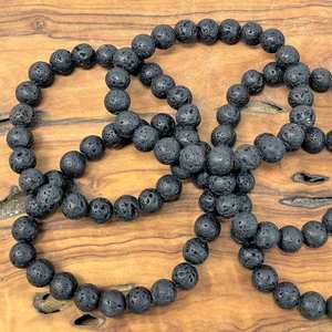 Venta Directa <span class=keywords><strong>de</strong></span> Fábrica, Pulsera <span class=keywords><strong>de</strong></span> Piedras Volcánicas Negras Naturales Redondas <span class=keywords><strong>de</strong></span> 6/8/10 mm, Nueva Moda Personalizada para Hombre - Product Image 2