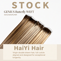 Penjualan Langsung Pabrik Rambut Manusia Virgin Remy 100% Double Drawn Weft Genius Butterfly Hole Weft Ready Stock