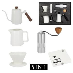 Petite cafetière ensemble coffret cadeau <span class=keywords><strong>café</strong></span> fait <span class=keywords><strong>à</strong></span> la main ensemble cadeau Premium 304 acier inoxydable blanc étui de voyage Kit <span class=keywords><strong>café</strong></span> arabe - Product Image 3