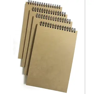 Penutup Kertas Notebook A5 Polos Pembungkus Kraft Spiral Kustom Buku Sketsa Mengikat Kawat Buku Sketsa Horizontal Putih Kosong