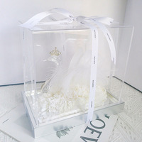 Éternelle Rose Blanc Cygne Forme Ift Box Meilleur Ami Petite Amie Saint Valentin Cadeau D'anniversaire Ornements