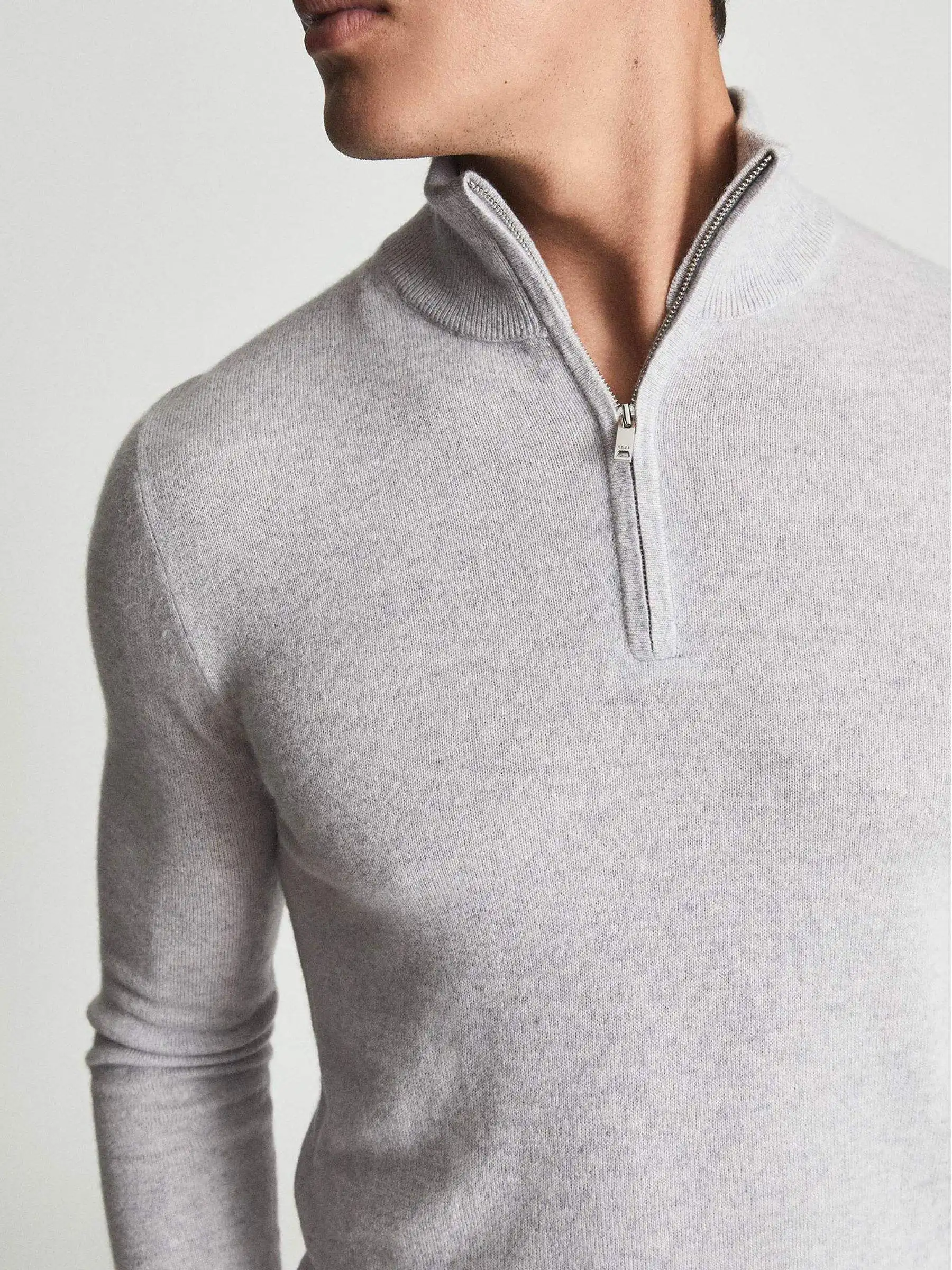 Blusa plus size de malha personalizada mongólia 100% lã de cabra mistura de caxemira blusa 1/4 grosso meia zip para homem homme
