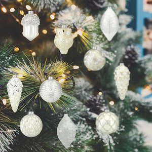 Mercury Glass Luxury Christmas Ornaments Silver White Hanging Balls Christmas <b>Tree</b> Vintage Holiday Decorations 10/14/15.2cm - Product Image 5