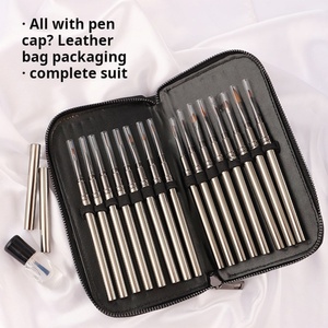 Ensemble de 16 pinceaux à ongles complets pour manucure, usage professionnel en salon, incluant des pinceaux en nylon pour gel - Bienvenue aux commandes ! - Product Image 3