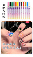 Stylo à ongles liquide permanent en gros, kit professionnel de graffiti pour nail art, ensemble de feutres de polissage, 12 couleurs, stylo de traitement des ongles