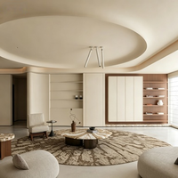 Meuble mural de salon italien moderne, meuble TV, système de rangement modulaire de luxe, éclairage LED, panneau personnalisé en bois écologique