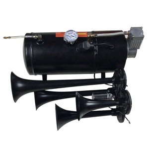 Kit de klaxon à <span class=keywords><strong>air</strong></span> pour train 150DB, kit de klaxon à <span class=keywords><strong>air</strong></span> pour train à 4 trompettes avec compresseur d'<span class=keywords><strong>air</strong></span> 120 PSI et réservoir d'<span class=keywords><strong>air</strong></span> pour <span class=keywords><strong>voiture</strong></span>, camion, train, fourgonnette, bateau - Product Image 1