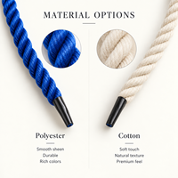 Poignée de sac en corde torsadée à 3 brins en polyester avec options de couleur et de pointe personnalisées pour l'emballage de cadeaux, de boutiques et de shopping