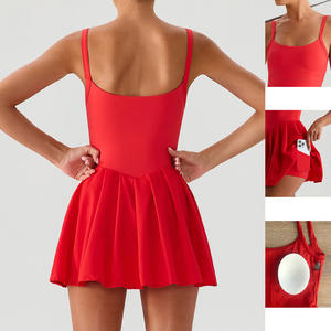 Abbigliamento da Tennis GH Fashion per Donne, Senza Maniche, Collo Quadrato, Effetto Nudo, con Pantaloncini Integrati in Spandex e Nylon - Product Image 2