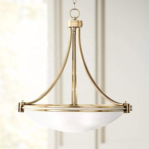 Accesorio de iluminación de hotel de níquel cepillado, luz colgante, tazón de vidrio, lámparas colgantes circulares de 3 luces para el hogar, hotel, Villa - Product Image 3