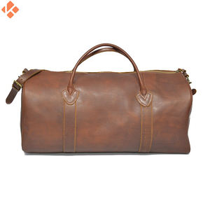 Sac polochon de voyage de luxe de couleur marron foncé Sac polochon de grande capacité en cuir de vachette véritable pour hommes et femmes - Product Image 5