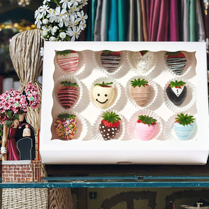 Caja de cartón <span class=keywords><strong>con</strong></span> ventana transparente para hornear Cassette ventana pastel <span class=keywords><strong>Chocolate</strong></span> bomba cubierta de <span class=keywords><strong>Chocolate</strong></span> fresa Pretzel Bar comida - Product Image 2