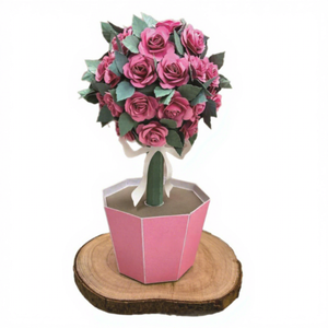 Decoración de Papel con Forma de Rosa, Maceta Geométrica Rosa, Decoración para el Día de San Valentín - Product Image 5