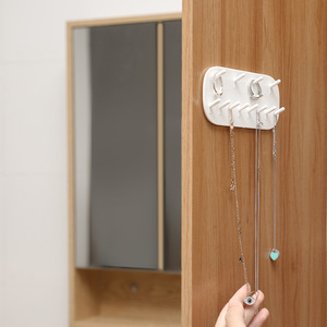 Wall-Mounted <b>Jewellery</b> <b>Organiser</b> Double Tier With Hooks Non-Tracking Storage Rack - Product Image 4