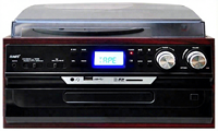 Lecteur de disques vinyles USB avec lecteur CD, cassette et radio