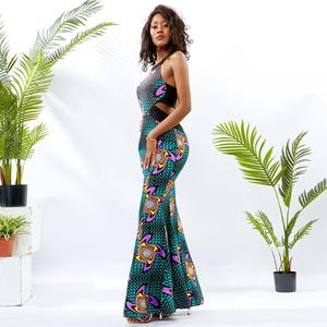Robes Traditionnelles africaines Et Jupes Femme Moulante Dos Nu <span class=keywords><strong>Robe</strong></span> De Soirée tissu De Cire Africaine Imprimé Vêtements 2019 - Product Image 5