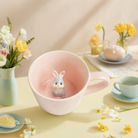 Großhandel Hengfei Keramik Porzellan Steinzeug 3D Hasen-Becher mit individuellem Logo, versteckter Hase, Oster-Kaffeetasse, spülmaschinen- und mikrowellengeeignet