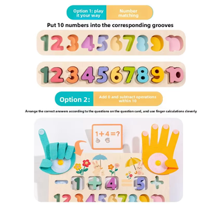 Jouet Mathématique Montessori <span class=keywords><strong>en</strong></span> Bois 3-<span class=keywords><strong>en</strong></span>-1 : Comptage des Perles, Labyrinthe Numérique et Horloge pour l'Éveil Cognitif des Tout-Petits et Enfants - Product Image 3