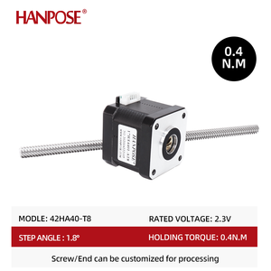 มอเตอร์สเต็ปเปอร์ <span class=keywords><strong>HANPOSE</strong></span> 1.5A 40N.CM 42HA40-T8 *8 แบบสกรู 100 มม. Nema17 12V สำหรับชิ้นส่วนเครื่องพิมพ์ 3 มิติ 4 สาย 12v แบบสกรู - Product Image 2