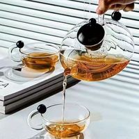 Théière en Verre à Haute Température, Dispositif de Préparation de Thé, Séparation Eau/Thé Parfumé, Poêle en Céramique Électrique, Service à Café et Thé Luxe Léger