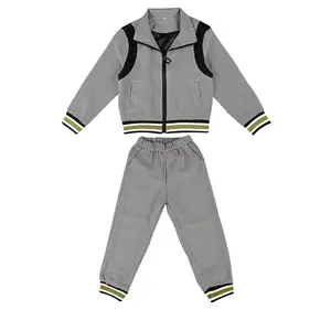 Nieuwe Grijze Jongens Jasje Met Ritssluiting Broek Sportkleding Jongens Herfst Nieuwe Westerse Stijl Casual Tweedelige Kinder Casual Jacks Met Rits