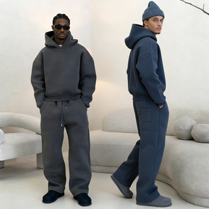 Unisex Sweatsuits Manufacturer Heavyweight Blank Oversized Hoodies and Sweatpants <b>Sets</b> Custom French Terry Mens Tracksuit - Product Image 2