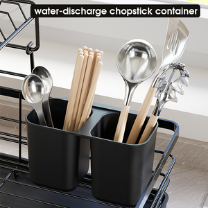 <span class=keywords><strong>Support</strong></span> à vaisselle en fil d'acier extensible à deux niveaux Accessoire pour évier de cuisine pour le dîner Batterie de cuisine et assiette Séchage du bol Matériau métallique - Product Image 3