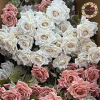 Roses blanches ivoire les plus vendues, décoration de mariage, fleurs artificielles en soie, 3 têtes, directement de l'usine