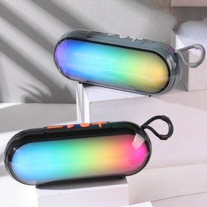 Haut-parleur capsule transparent brillant, effet lumineux néon dégradé, corps épuré, son équilibré, pieds antidérapants - Product Image 3