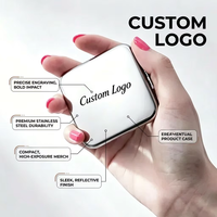 Miroir de maquillage pliable compact en acier inoxydable, double face, portable, miroir de poche cosmétique, mini miroir à main pour femmes, logo personnalisé