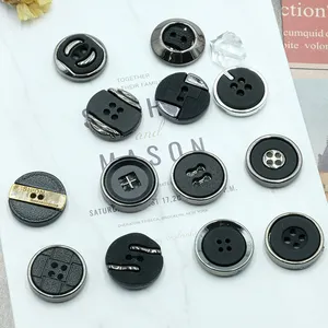 Wholesale production of plastic round exquisite buttons, double flat 2 hole and 4 hole flat back buckle, for clothing jeans