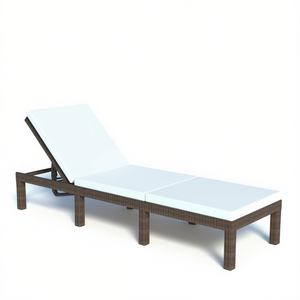 Lettino Prendisole in Polyrattan Marrone con Cuscino Confortevole, Arredo Esterno Durevole - Product Image 1