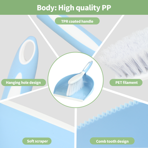 Draagbare Mini Plastic Bezem & Stoffer Set Met Pp-Handvat Voor Thuis Vloer Bureau Huisdier & Toetsenbord Vegen Mini Bezemhoofdborstel - Product Image 5