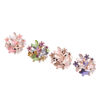 Broche Fleur Vintage en Émail, Épingle Florale en Strass, Bijou en Alliage Papillon et Feuille pour Mariage, Fête, Cadeau